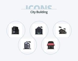 linha de construção da cidade cheia de ícones do pacote 5 design de ícones. . Lugar, colocar. lar vetor