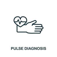 ícone de diagnóstico de pulso da coleção de medicina alternativa. ícone de diagnóstico de pulso de linha simples para modelos, web design e infográficos vetor