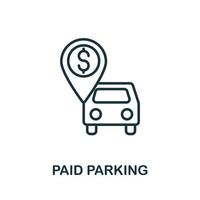 ícone de estacionamento pago da coleção do aeroporto. ícone de estacionamento pago de linha simples para modelos, web design e infográficos vetor