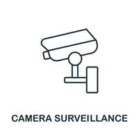 ícone de vigilância da câmera da coleção de segurança cibernética. ícone de vigilância de câmera de linha simples para modelos, web design e infográficos vetor