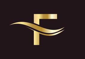 conceito de luxo do logotipo da letra f vetor