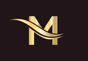 conceito de luxo do logotipo da letra m vetor