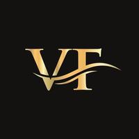 vetor de logotipo vf de onda de água. design de logotipo vf de letra swoosh para negócios e identidade da empresa