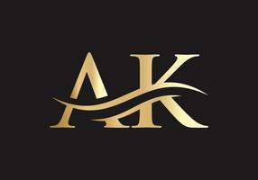 logotipo da carta ak. modelo de vetor de design de logotipo de negócios de carta inicial ak