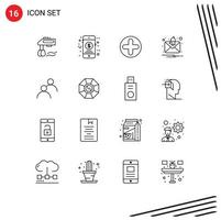 16 ícones criativos, sinais e símbolos modernos do usuário de avatar, além de elementos de design de vetores editáveis de alerta de notificação