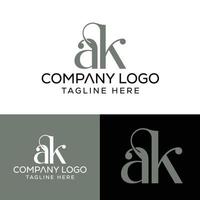 letra inicial ak design de logotipo monograma criativo sinal moderno símbolo ícone vetor