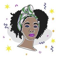 adorável garota africana avatar, decoração de banner, pessoas de cor, doodle vetor