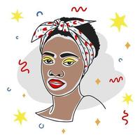 linda garota africana com uma bandana na cabeça, decoração para um banner, pessoas de cor vetor