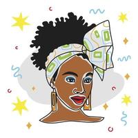 retrato de linda garota africana, avatar, decoração de banner, pessoas de cor vetor