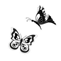 borboleta conjunto gráfico preto branco isolado esboço ilustração vetorial. padrão moderno sem costura de contornos de borboleta monarca em fundo branco para design de decoração. elemento de design closeup. vetor