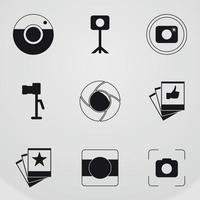 conjunto de ícones simples em uma fotografia de tema vetor