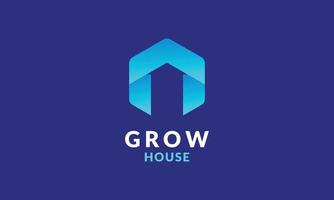 vetor de modelo minimalista de monograma de tecnologia de casa de crescimento de logotipo para empresa de negócios