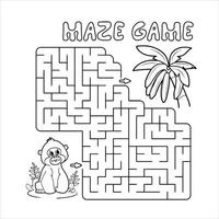 jogo de labirinto bonito dos desenhos animados. labirinto. jogo engraçado para educação infantil. ilustração vetorial vetor