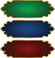 conjunto de moldura de título de banner islâmico árabe dourado de luxo png fundo transparente caixa de texto ouro imagens de design de vetor