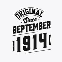 nascido em setembro de 1914 retro vintage aniversário, original desde setembro de 1914 vetor