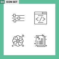 4 ícones criativos sinais e símbolos modernos de design motor de verão seo farmácia elementos de design de vetores editáveis