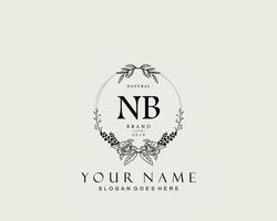 monograma de beleza nb inicial e design de logotipo elegante, logotipo de caligrafia da assinatura inicial, casamento, moda, floral e botânico com modelo criativo. vetor