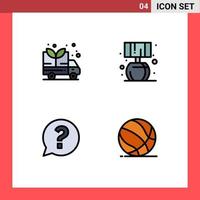 conjunto de 4 sinais de símbolos de ícones de interface do usuário modernos para elementos de design de vetores editáveis de cesta de bate-papo em casa social de energia