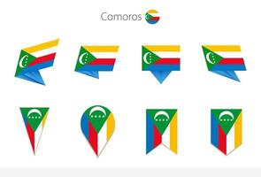 coleção de bandeiras nacionais de comores, oito versões de bandeiras vetoriais de comores. vetor