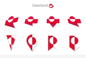 coleção de bandeiras nacionais da Groenlândia, oito versões de bandeiras vetoriais da Groenlândia. vetor