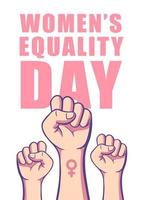 design de pôster de plano de fundo do dia da igualdade das mulheres. punho do dia da mulher com letras de texto vetor