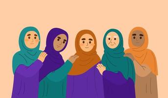 mulheres vestindo hijabs se apoiam vetor