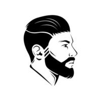 barbearia homens penteado e barba do lado vetor