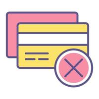 ícone de recusa de pagamento, adequado para uma ampla gama de projetos criativos digitais. vetor