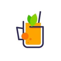 logotipo de smoothies de frutas frescas, ilustração vetorial de ícone de design plano vetor