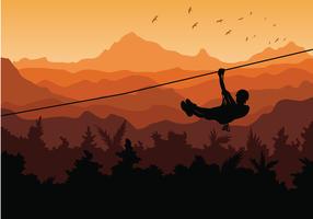 Sunset Zipline Jungle Free Vector