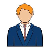 ícone de perfil de avatar de empresário. rosto masculino com terno e gravata de escritório. ilustração vetorial