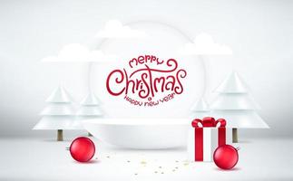 composição de natal com moldura e acessórios de férias diferentes. banner de vetor 3d com espaço de cópia