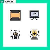 4 ícones criativos sinais modernos e símbolos de documentos calculam elementos de design de vetores editáveis de finanças de computador imac