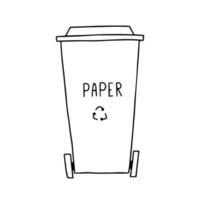 vetor de doodle de lata de lixo. ilustração de reciclagem de lixeira