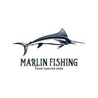 ilustração de modelo de design de logotipo de logotipo de peixe marlin. logo de pesca esportiva vetor