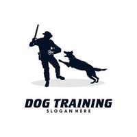 um design de logotipo de vetor de treinamento de cachorro homem