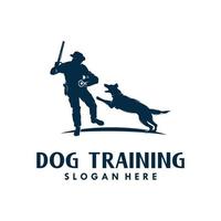 um design de logotipo de vetor de treinamento de cachorro homem