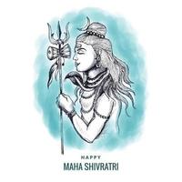 mão desenhar fundo de cartão de festival hindu maha hindu shivratri vetor