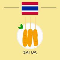 design de comida tailandesa sai ua vetor