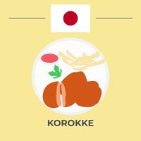 design de comida japonesa korokke vetor