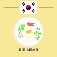 design de comida coreana bibimbab vetor