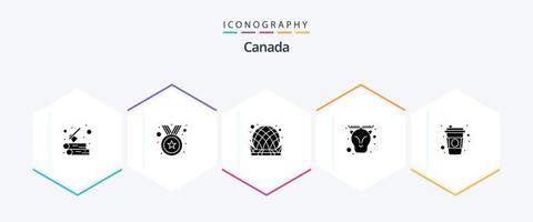 Pacote de ícones de 25 glifos do Canadá, incluindo a Escandinávia. Canadá. prédio. ártico. alpino vetor