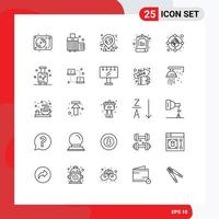 conjunto de pictogramas de 25 linhas simples de marketing para aumentar o círculo de localização elementos de design de vetores editáveis chineses