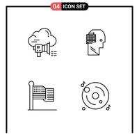 pacote de interface do usuário de 4 cores planas básicas de linhas preenchidas de nuvem americana de megafone pense em elementos de design de vetores editáveis de ação de graças