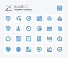 pacote básico de ícones de 25 cores azuis, incluindo amor. coração. ligação. hotel. alarme vetor