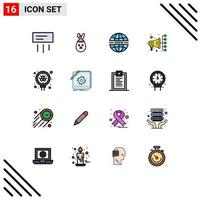 conjunto de 16 sinais de símbolos de ícones de interface do usuário modernos para pesquisa de átomo de segurança de molécula digital editável elementos de design de vetor criativo