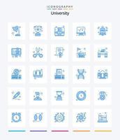 universidade criativa 25 pacote de ícones azuis, como sino. Fórmula. armários escolares. Educação. matemática vetor