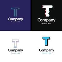 letra t design de pacote de logotipo grande design criativo de logotipos modernos para o seu negócio vetor
