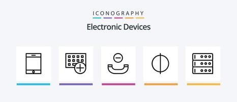 Dispositivos linha 5 pacote de ícones incluindo dispositivos. gadget. tecnologia. dispositivos. adicionar. design de ícones criativos vetor