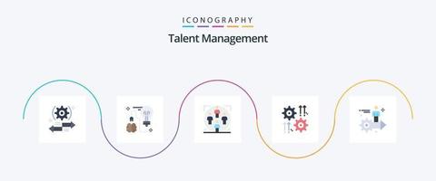 pacote de ícones plano de gerenciamento de talentos 5, incluindo engrenagem. configuração. lâmpada. família. grupo vetor